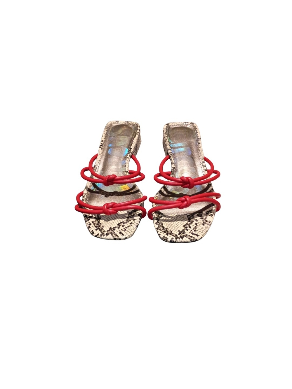 Circus Womens Jay Red Snake Print Slip On Strappy Open Toe Slide Sandals Sz 6